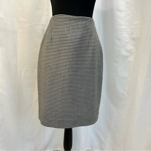 JONES New York black white houndstooth check wool pencil skirt Sz 10 - Picture 3 of 11